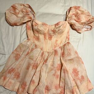 Bardot Peach and Coral Dress